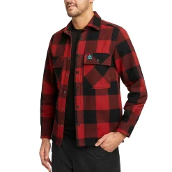 Work Shirts|Work Shirts<Wolverine Forge Flannel Overshirt Dark Red Plaid