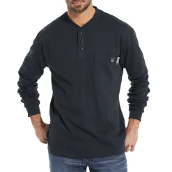 Work Shirts|T-Shirts<Wolverine FR Long Sleeve Henley Navy