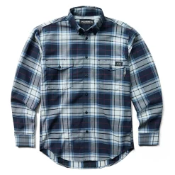Work Shirts|Safety Gear<Wolverine FR Plaid Long Sleeve Twill Shirt Navy Plaid
