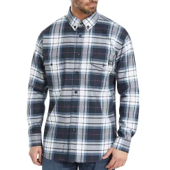 Work Shirts|Safety Gear<Wolverine FR Plaid Long Sleeve Twill Shirt Navy Plaid