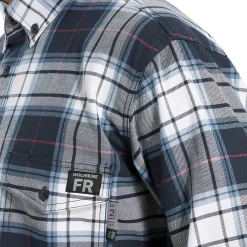 Work Shirts|Safety Gear<Wolverine FR Plaid Long Sleeve Twill Shirt Navy Plaid