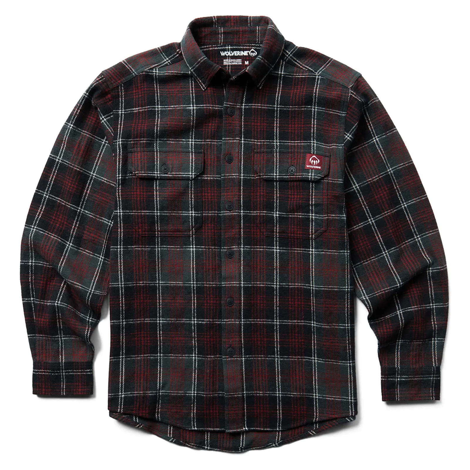 Work Shirts|Best Sellers<Wolverine Glacier Heavyweight Long Sleeve Flannel Shirt Midnight Black Plaid