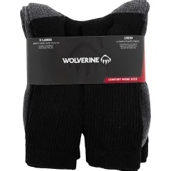Socks|Socks<Wolverine 6-PK Cotton Comfort Steel-Toe Crew Sock Black
