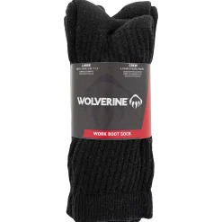 Socks|Socks<Wolverine 4-PK Cotton Crew Sock Black