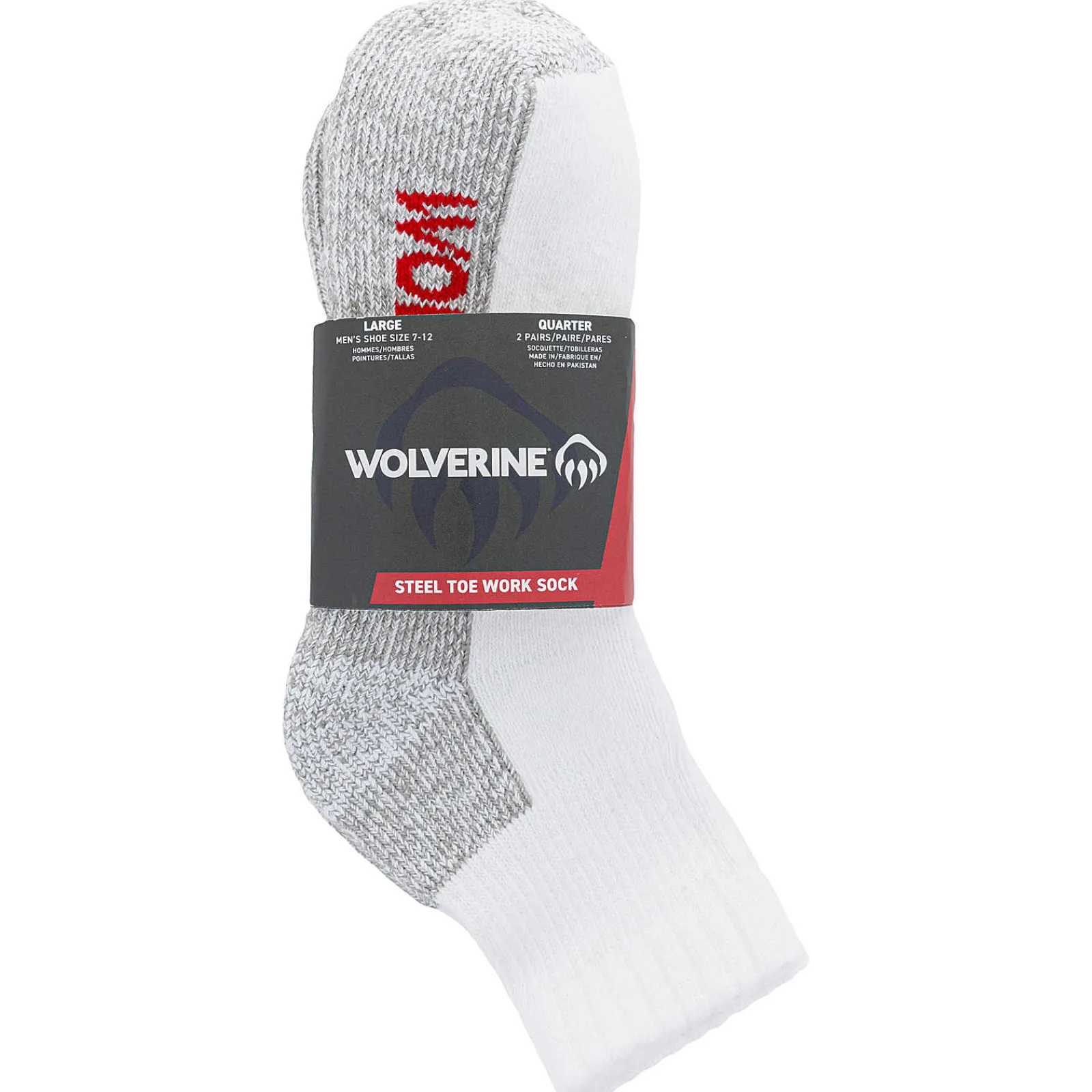 Socks|Socks<Wolverine 2-PK Steel-Toe Cotton Quarter Sock White