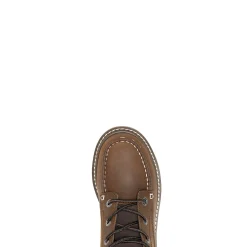 Work Boots|Boots<Wolverine Trade Wedge Unlined 6" Moc-Toe Work Boot Dark Brown