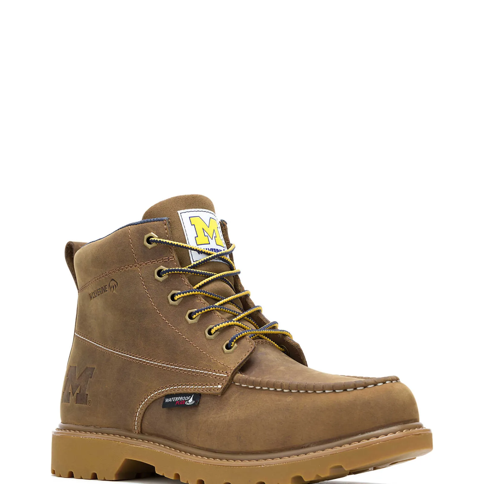 Waterproof|Soft Toe<Wolverine X Valiant University Of Michigan Floorhand Moc Toe Work Boot Tan