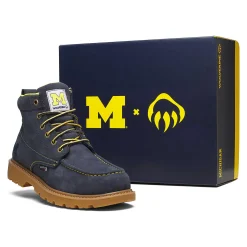Waterproof|Soft Toe<Wolverine X Valiant University Of Michigan Floorhand Moc Toe Work Boot Navy